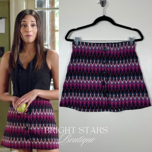 Rare Purple Chevron Mini Skirt ASO Sally Malik Being Human Meaghan Rath Bohemian - Picture 1 of 8